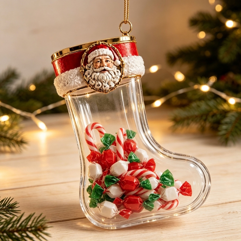 Christmas Stocking Hanging - Şeffaf Nakit Ekranlı Doldurulabilir Noel Çorabı