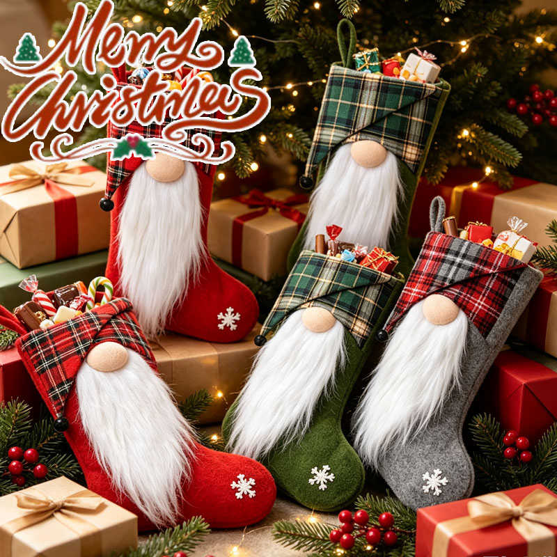 Christmas Stocking Hanging - 1-4 Adet Çocuklar İçin Ağaç Süslemeli