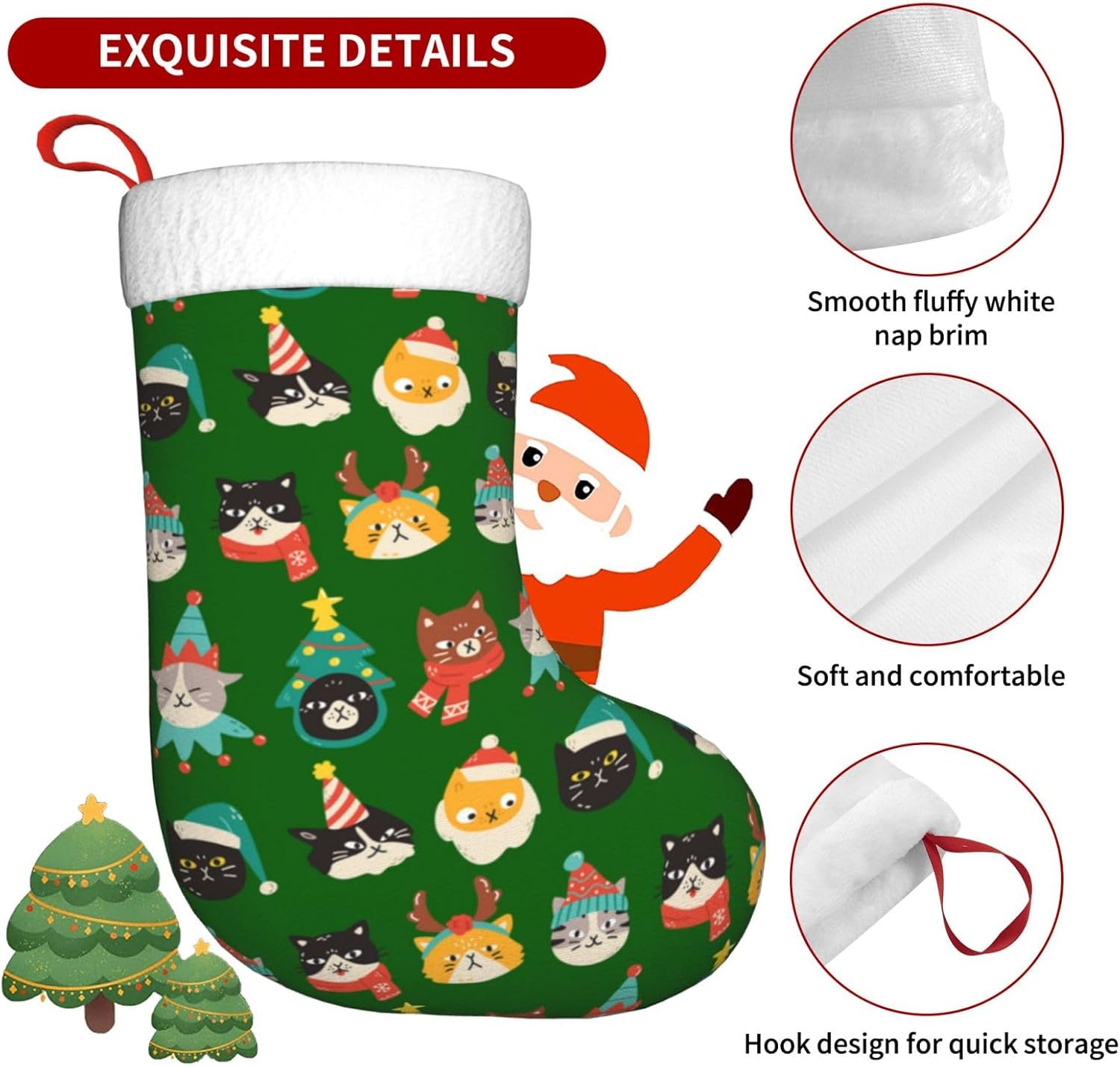 Sevimli Kediler Yeşil Noel Çor - Christmas Stocking Hanging incelemesi ve fiyatı
